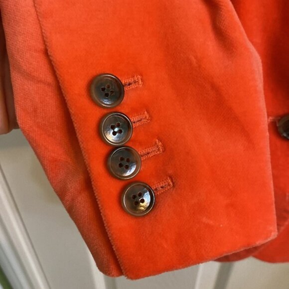 J. Crew Schoolboy Orange Velvet Single Breasted 2 Button Blazer Jacket 2 Pockets - Picture 3 of 9